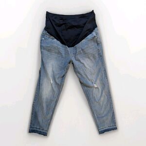 Time and Tru Maternity Jeans Women’s XXL 2X (20) Over Belly Panel Blue Raw Hem